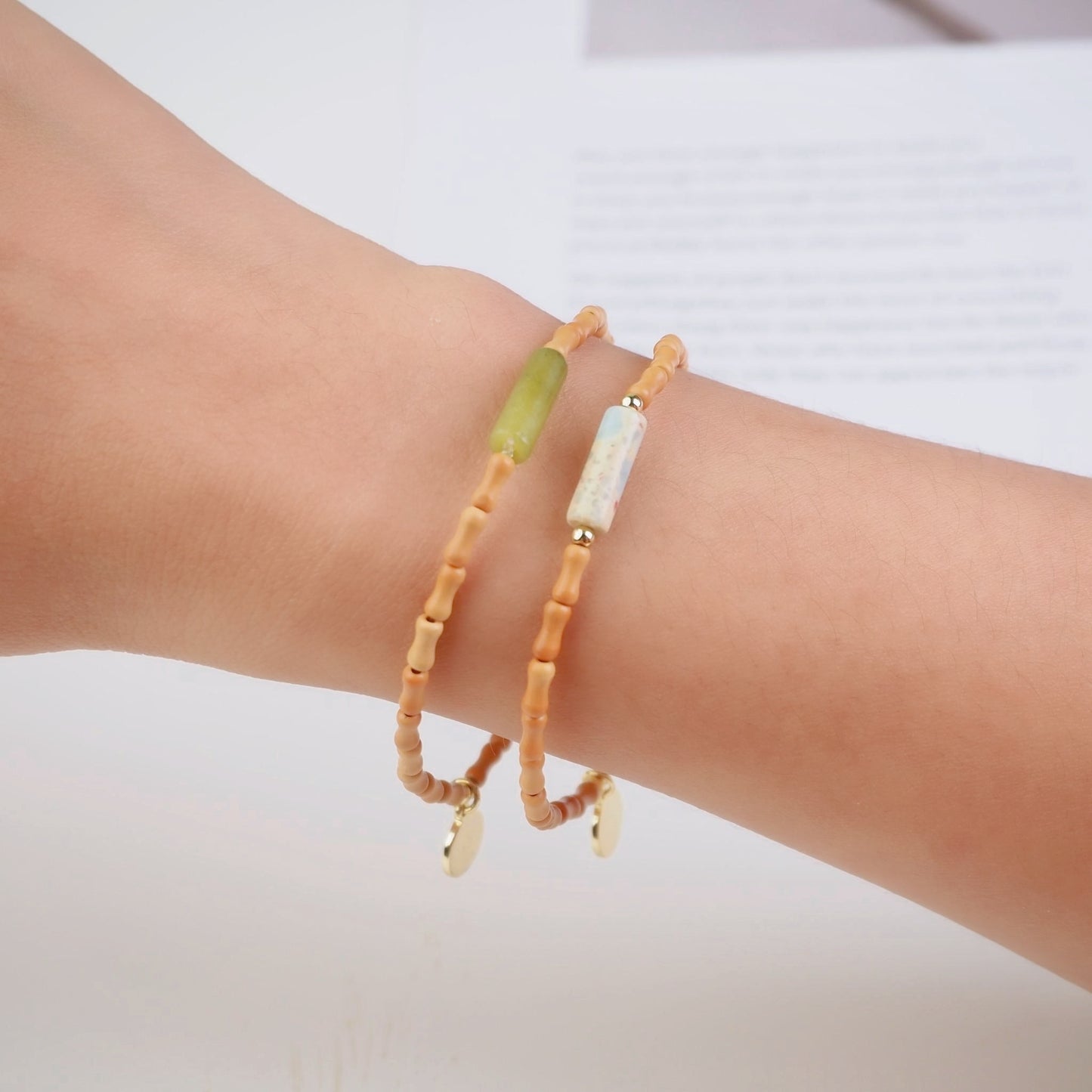 PEACE - Jade & Olive Wood- Jade Flow (Bracelet)