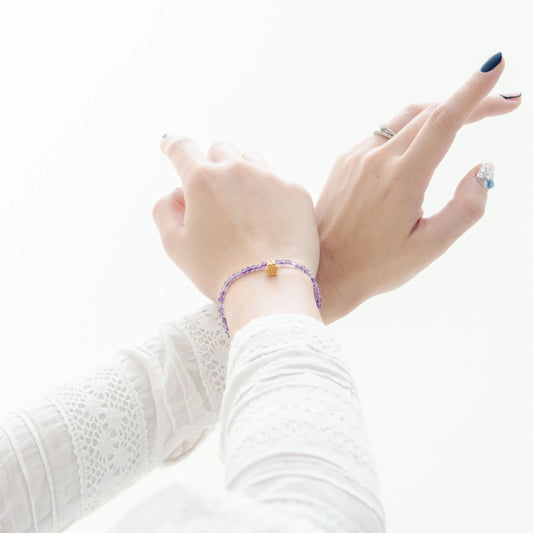 WISDOM - Amethyst with Lotus Charm - Serene Lotus (Bracelet)