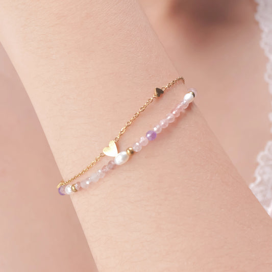 LOVE & PASSIONATE - Strawberry Quartz & Amethyst - Embrace (Bracelet)
