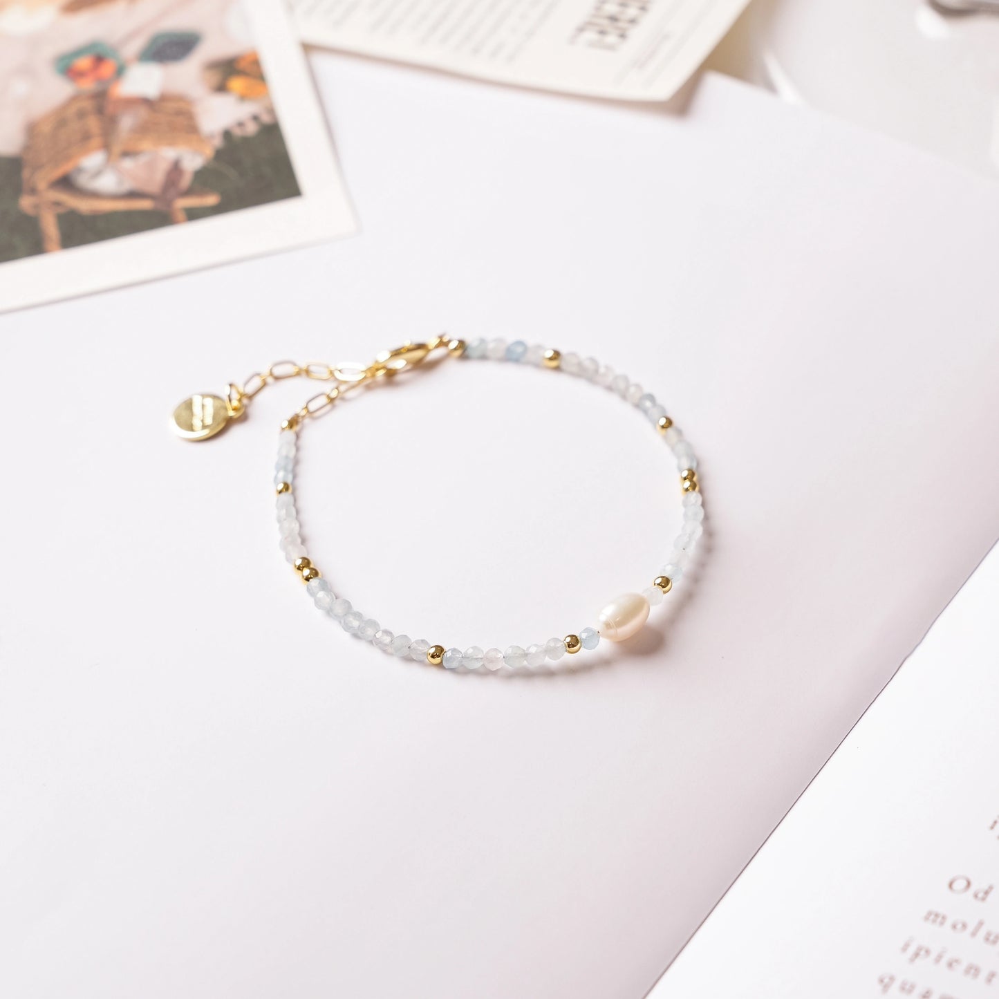 PEACE & WISDOM - Aquamarine & Freshwater Pearl - Ocean Whisper (Bracelet)