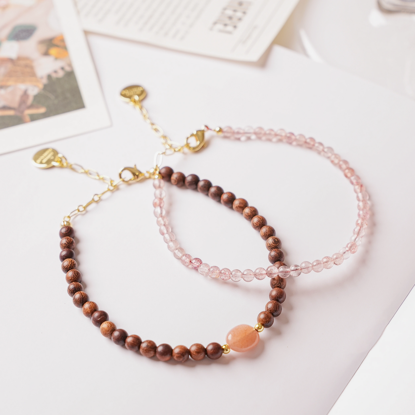 LOVE & PASSIONATE - Sandalwood & Strawberry Quartz - Silent Lure (Bracelet)