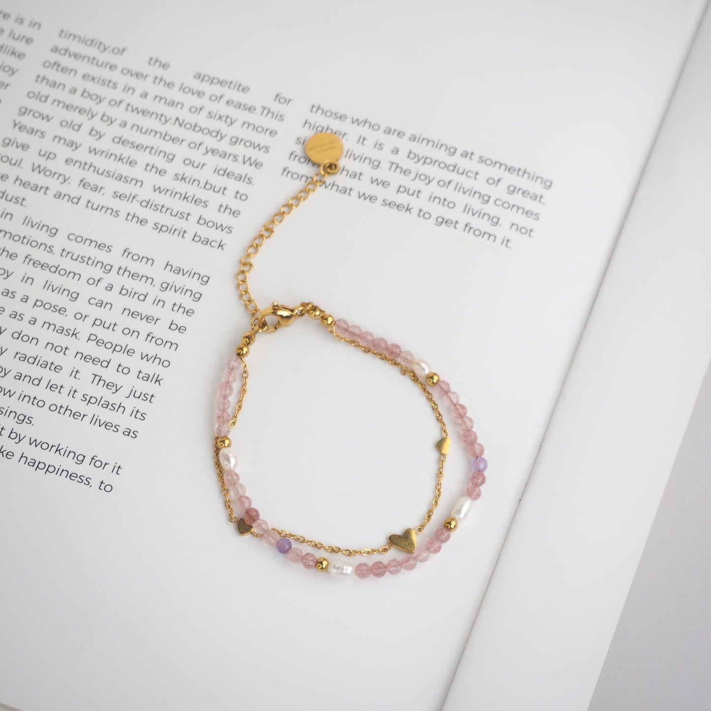 PEACE & WISDOM - Strawberry Quartz & Amethyst - Embrace (Bracelet)