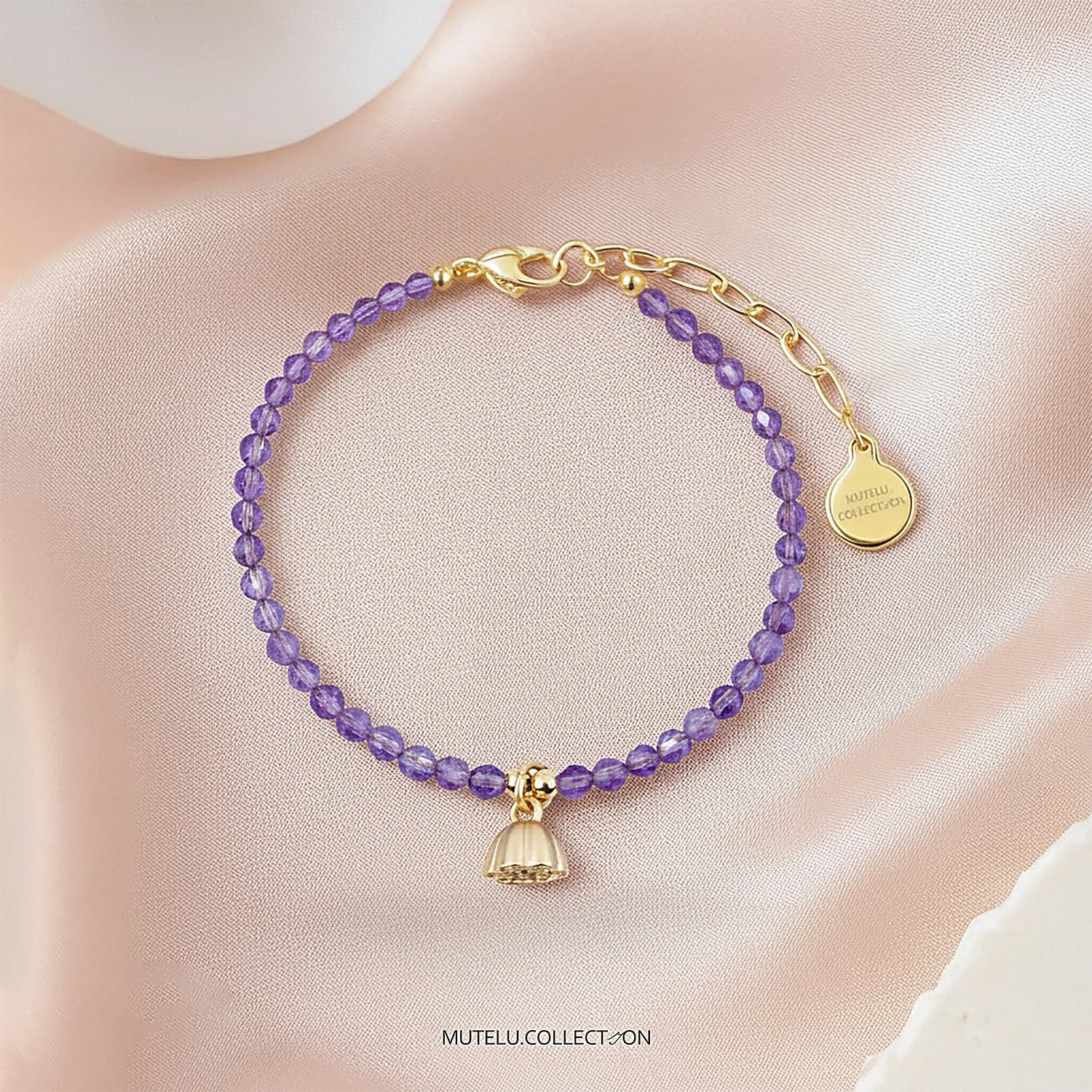 WISDOM - Amethyst with Lotus Charm - Serene Lotus (Bracelet)