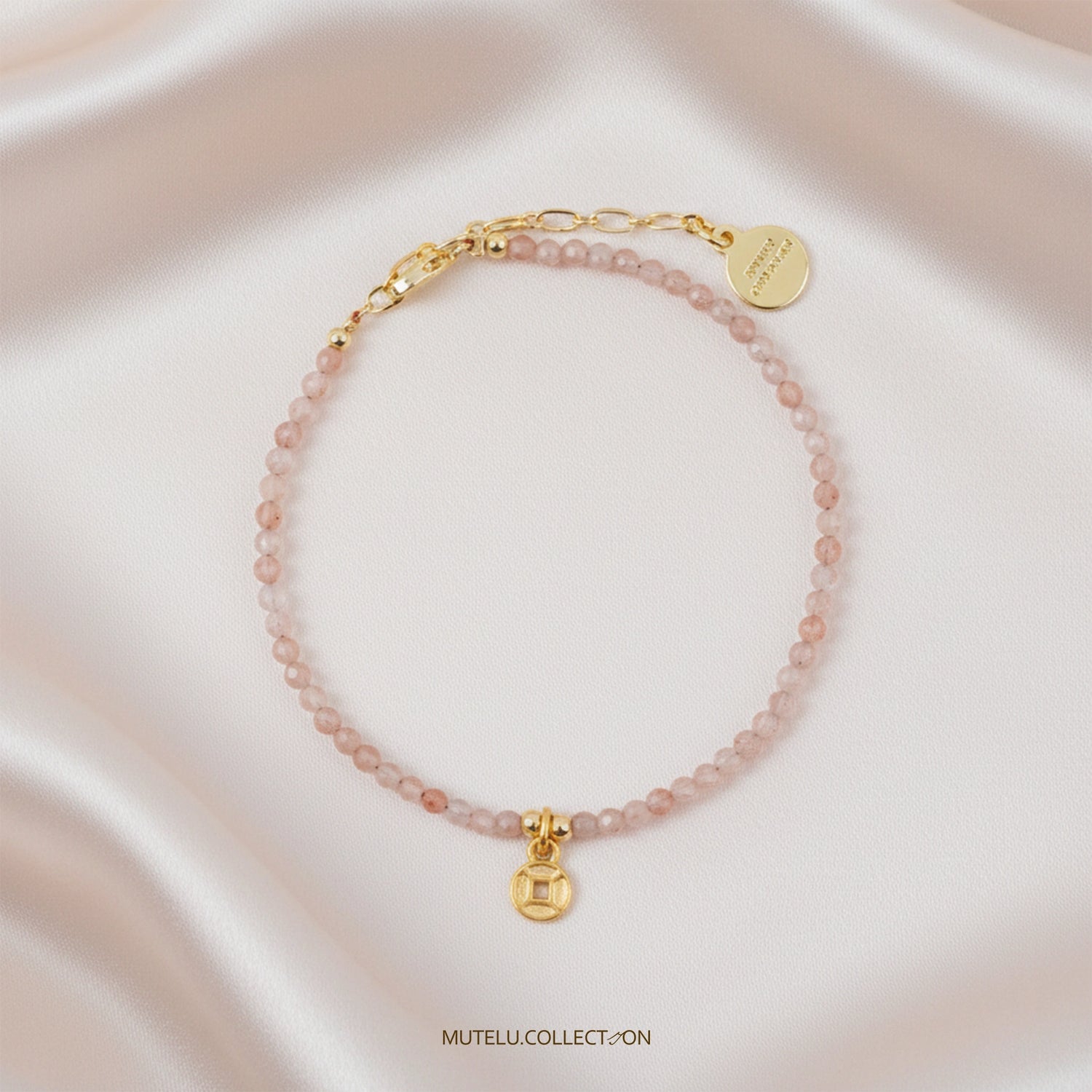 WEALTHY & FORTUNATE - Sunstone with Lucky Coin - Sunlit Fortune (Bracelet)