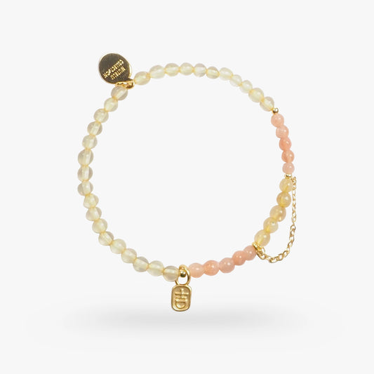 WEALTHY & FORTUNATE - Gold Rutilated Quartz with Ji Character - Jí (Bracelet)