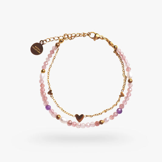 PEACE & WISDOM - Strawberry Quartz & Amethyst - Embrace (Bracelet)