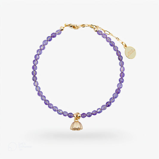 WISDOM - Amethyst with Lotus Charm - Serene Lotus (Bracelet)
