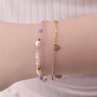PEACE & WISDOM - Strawberry Quartz & Amethyst - Embrace (Bracelet)