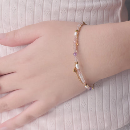 PEACE & WISDOM - Strawberry Quartz & Amethyst - Embrace (Bracelet)
