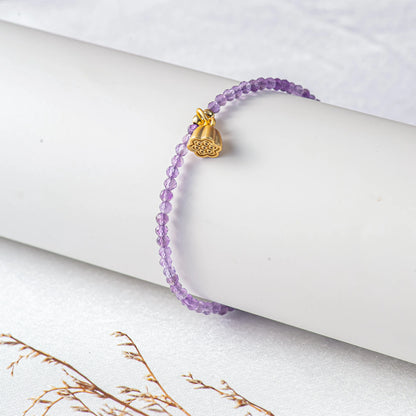 WISDOM - Amethyst with Lotus Charm - Serene Lotus (Bracelet)