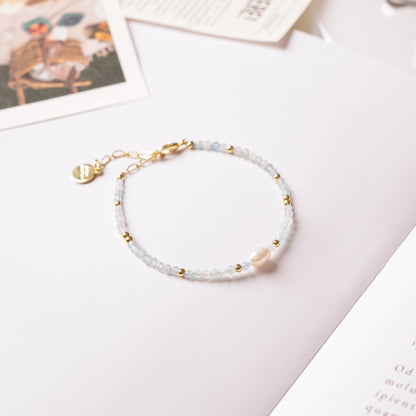 PEACE & WISDOM - Aquamarine & Freshwater Pearl - Ocean Whisper (Bracelet)
