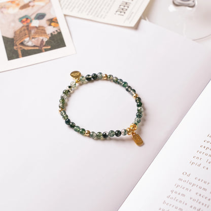 WEALTHY & FORTUNATE - Green Agate with Fu Character - Fú (Bracelet)