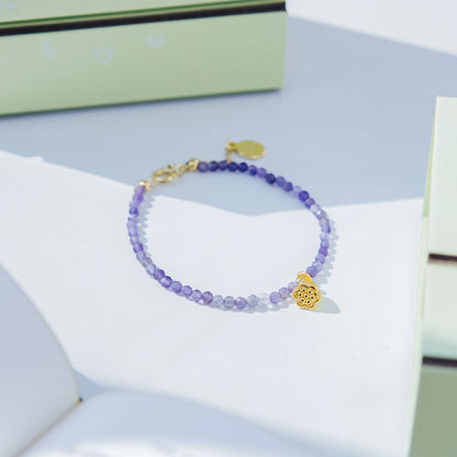 WISDOM - Amethyst with Lotus Charm - Serene Lotus (Bracelet)